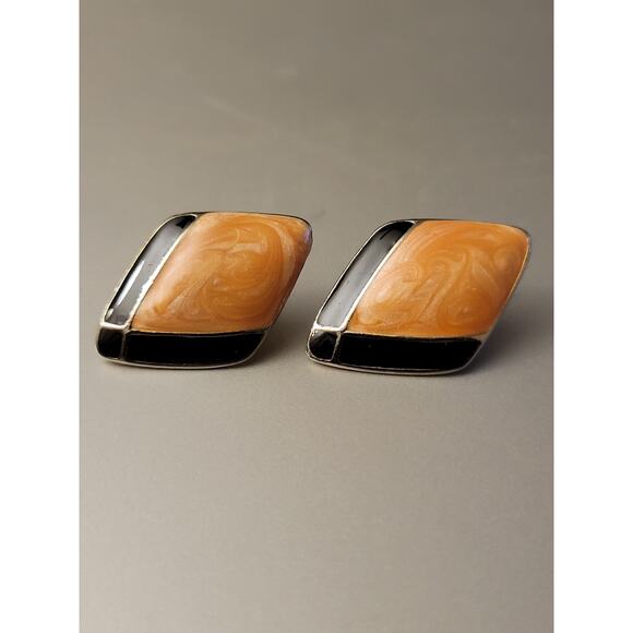 Enamel Geometric Stud Earrings - Picture 2 of 4